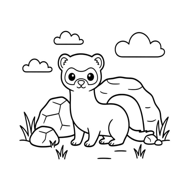 基本的な フェレット ぬりえ