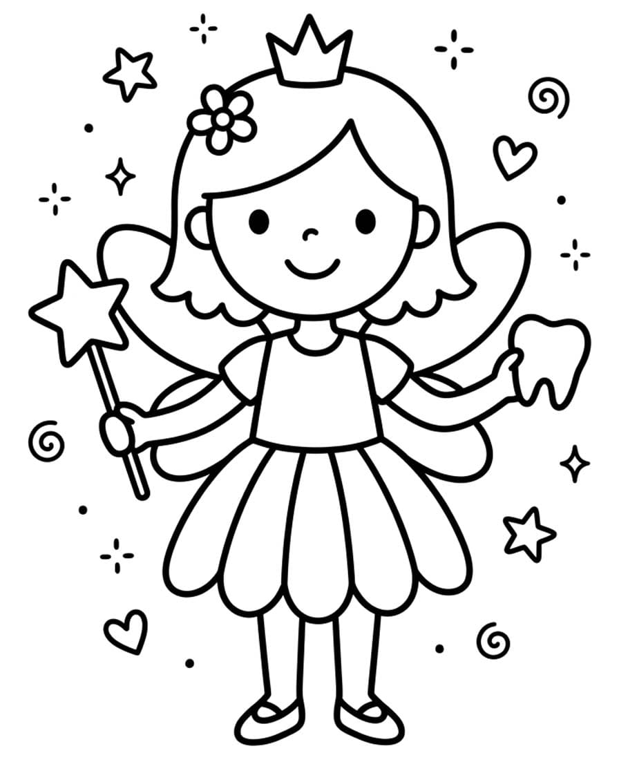 基本的な 歯の妖精 描く ぬりえ
