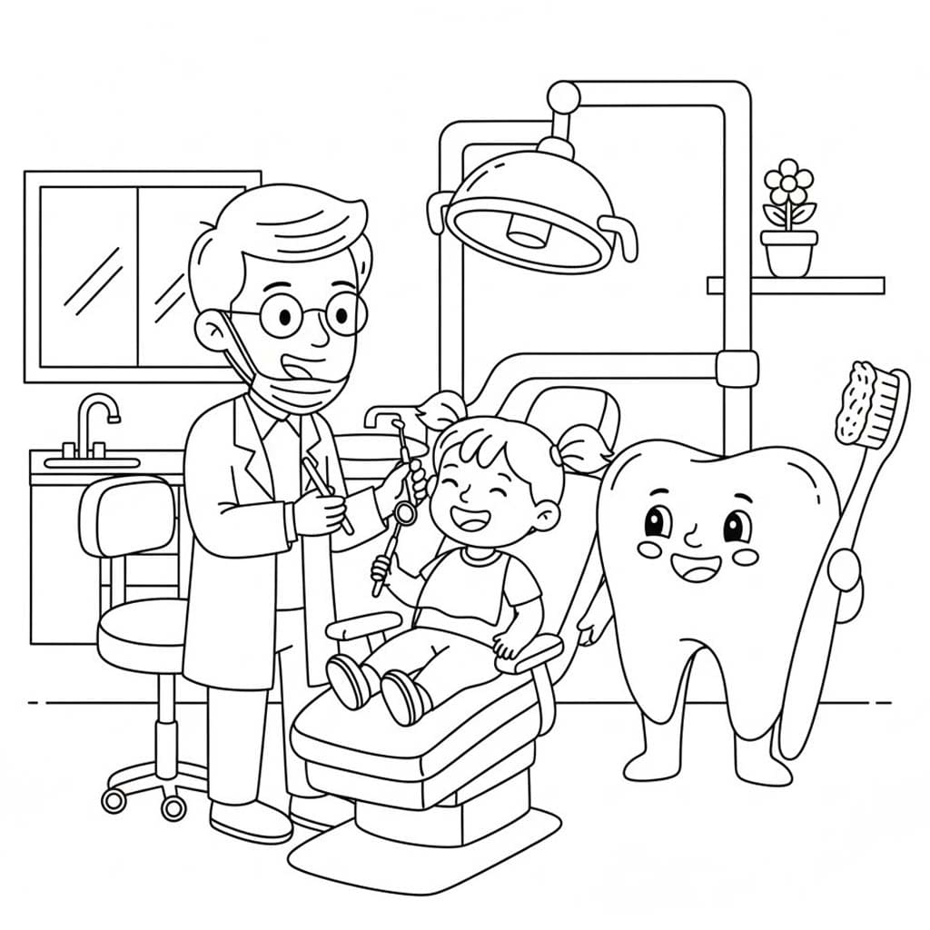 基本的な 歯医者 ぬりえ
