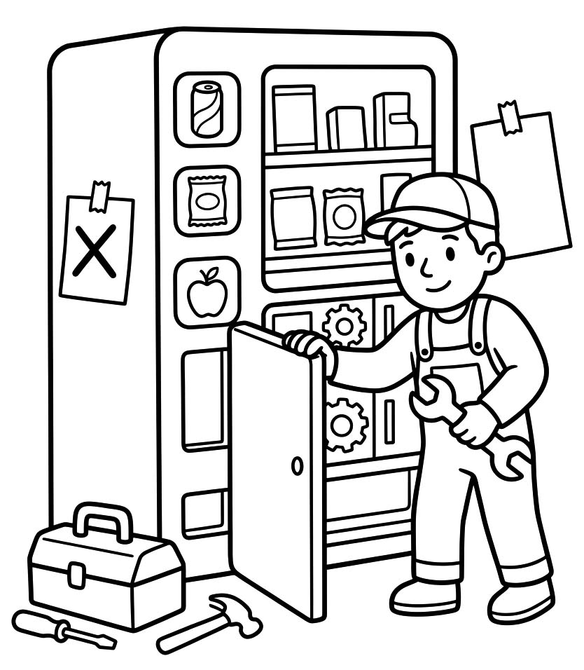 基本的な 自動販売機 描く ぬりえ
