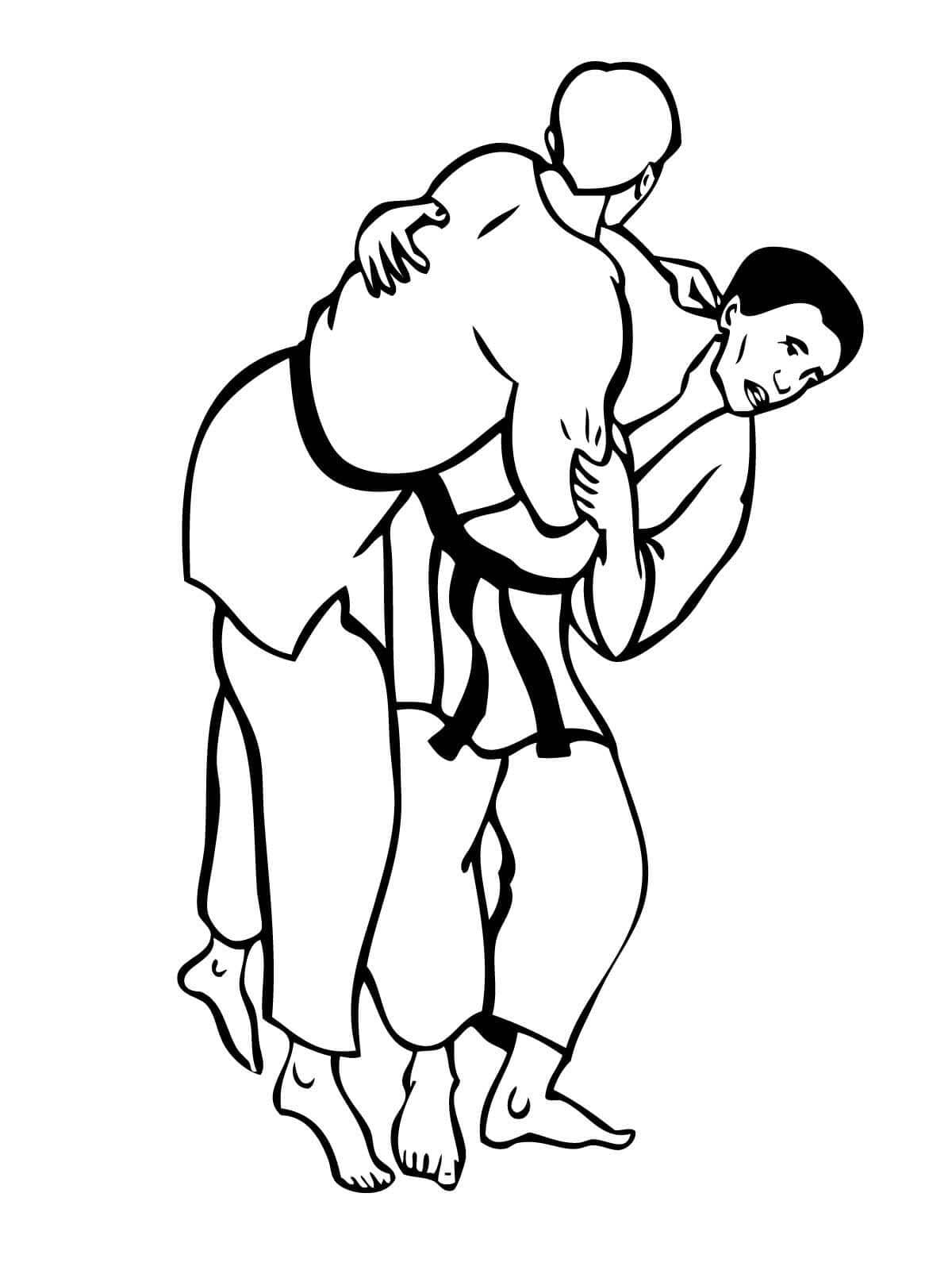 基本的な 柔道 描く ぬりえ