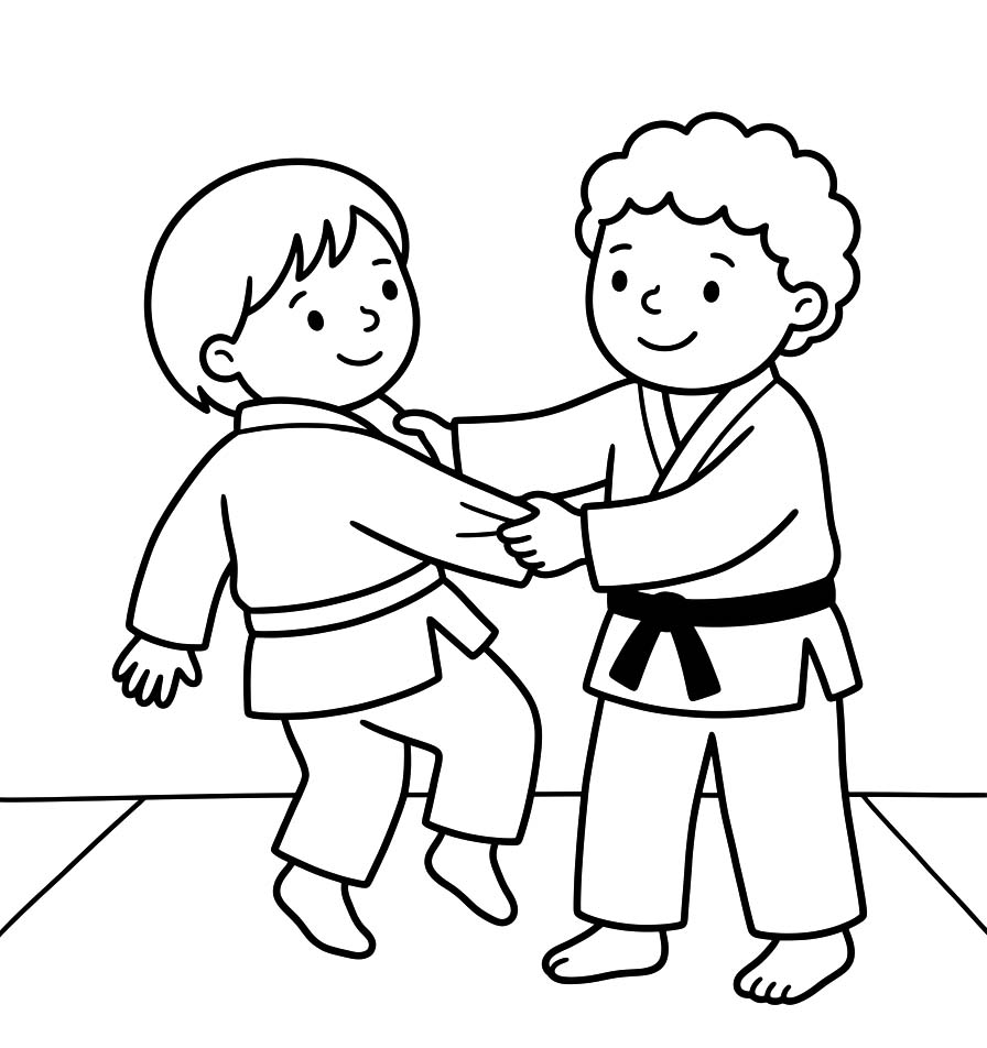 基本的な 柔道 ぬりえ