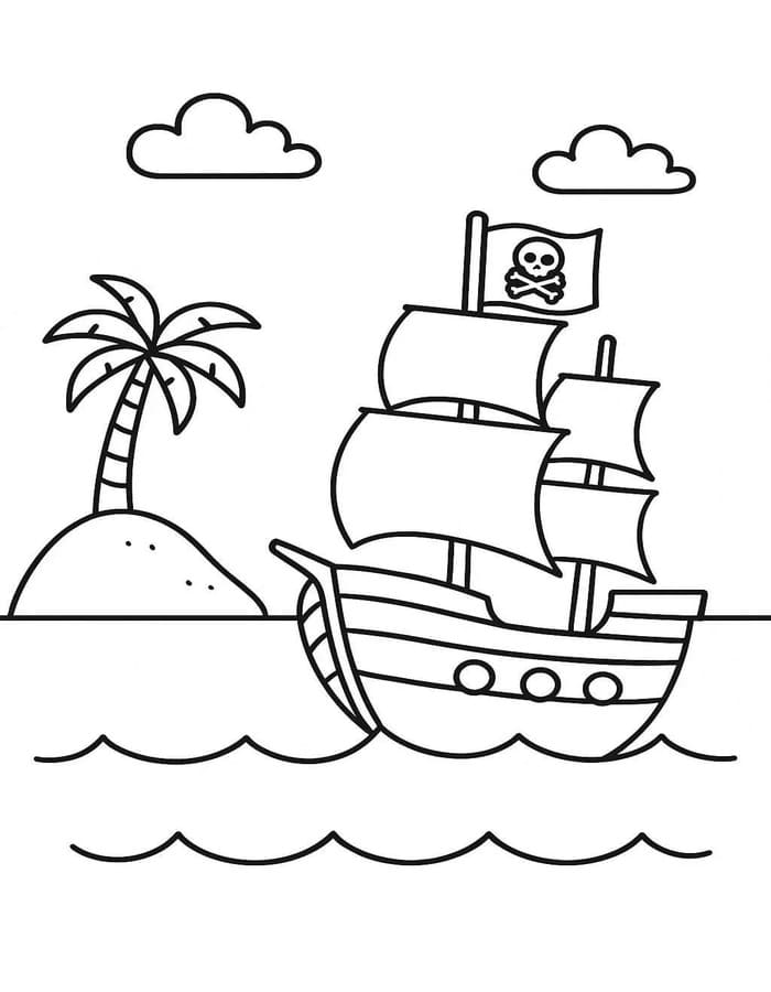 基本的な 海賊船 ぬりえ