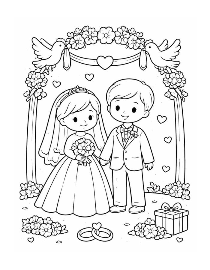 基本的な 結婚式 ぬりえ