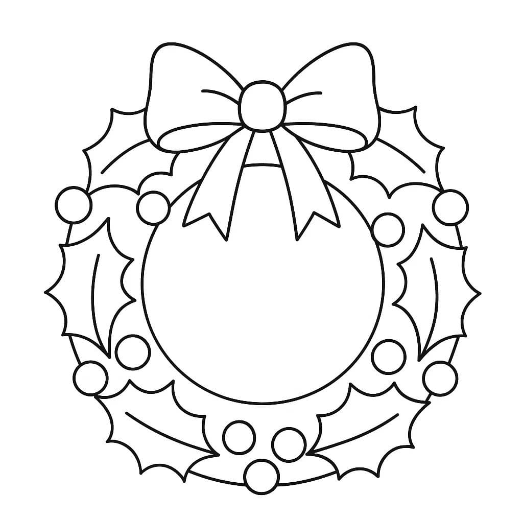 基本的な クリスマスリース 描く ぬりえ