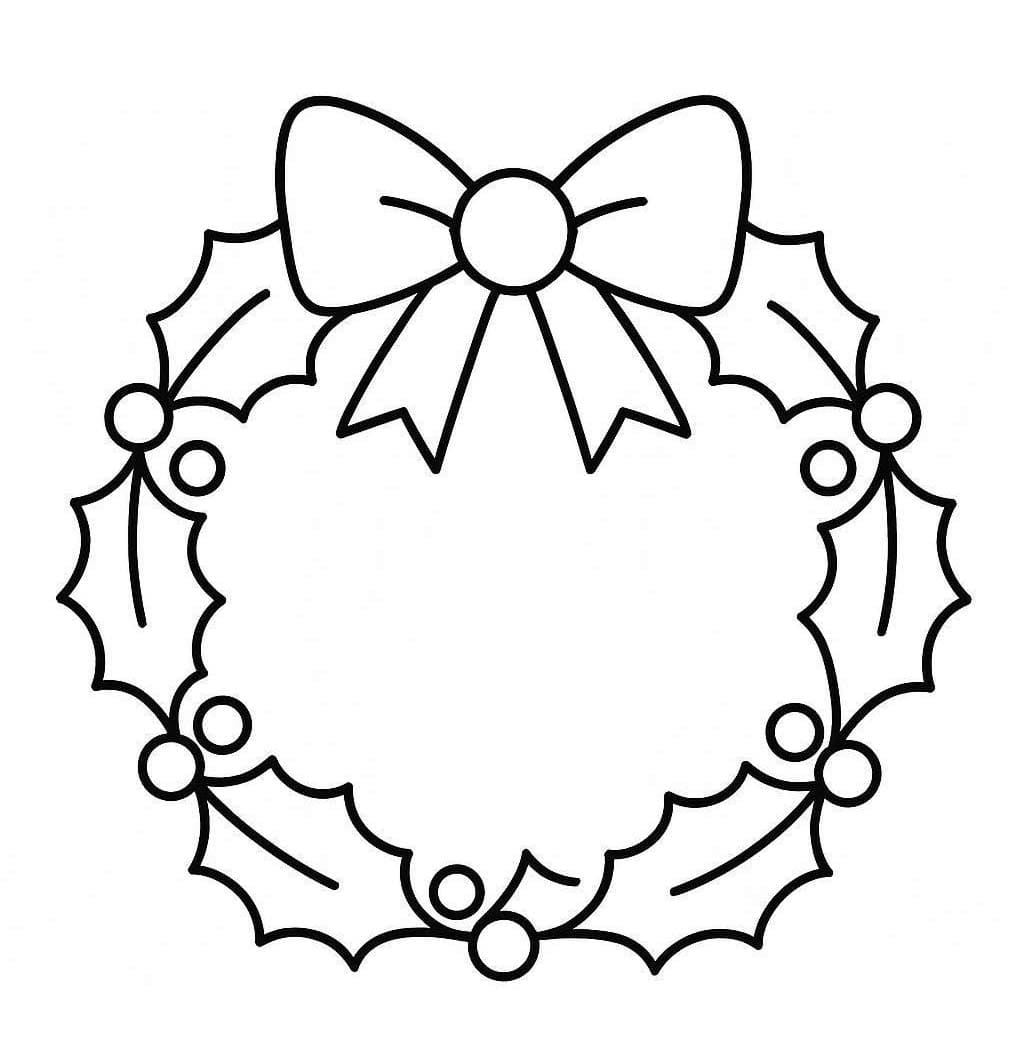 基本的な クリスマスリース ぬりえ