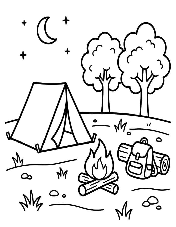 基本的な キャンプ 描く ぬりえ