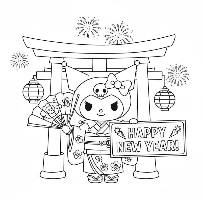 基本的な お正月の 描く ぬりえ