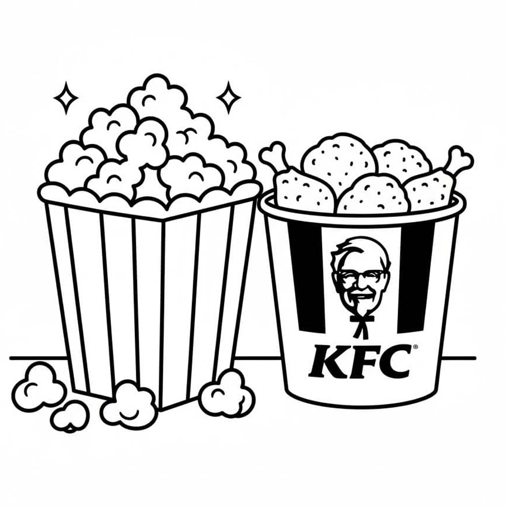 基本的な ポップコーン ぬりえ