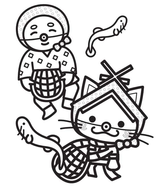 基本的な しまねっこ ぬりえ