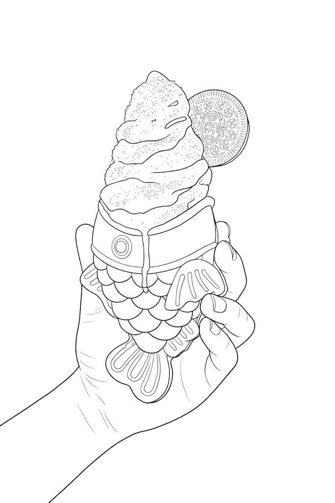 基本的な たい焼き ぬりえ