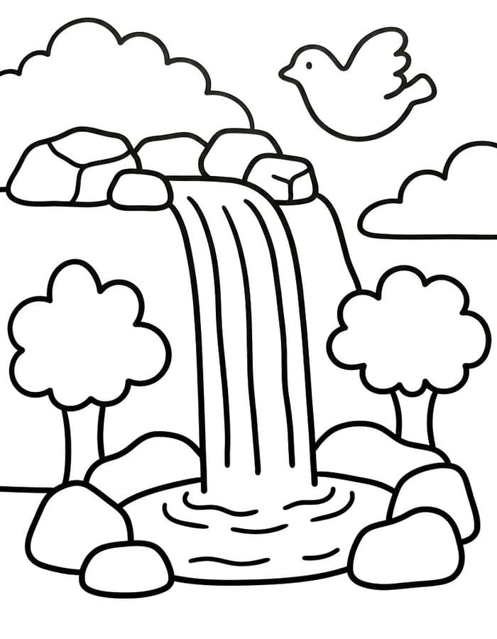 基本的な 滝 描く ぬりえ