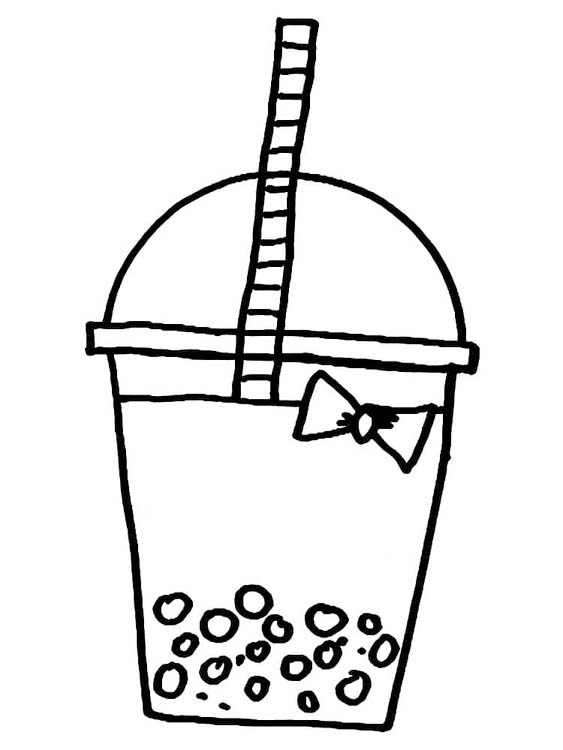 基本的な タピオカティー ぬりえ