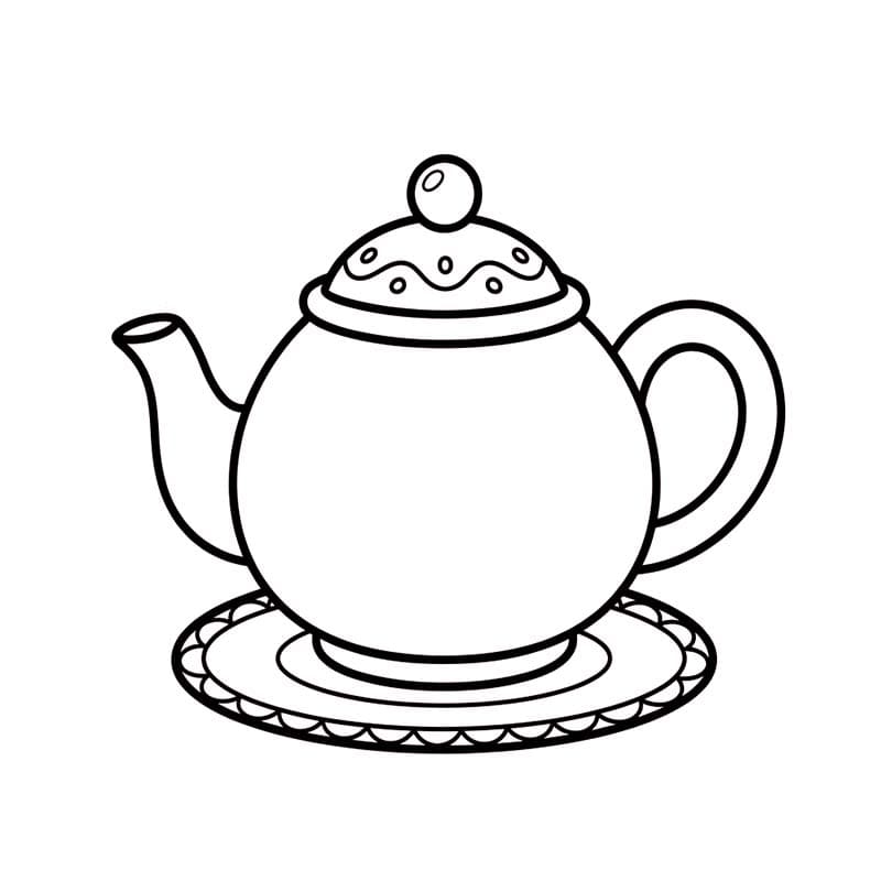 基本的な ティーポット 描く ぬりえ