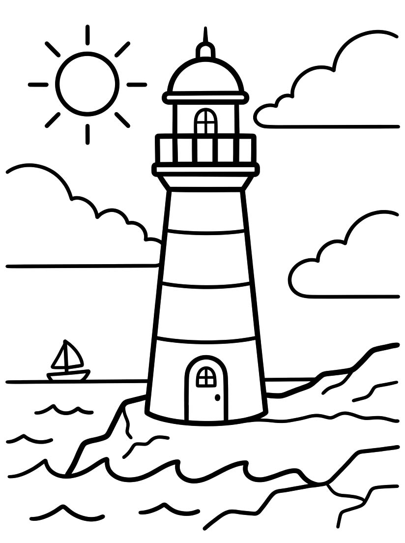 基本的な 灯台 描く ぬりえ