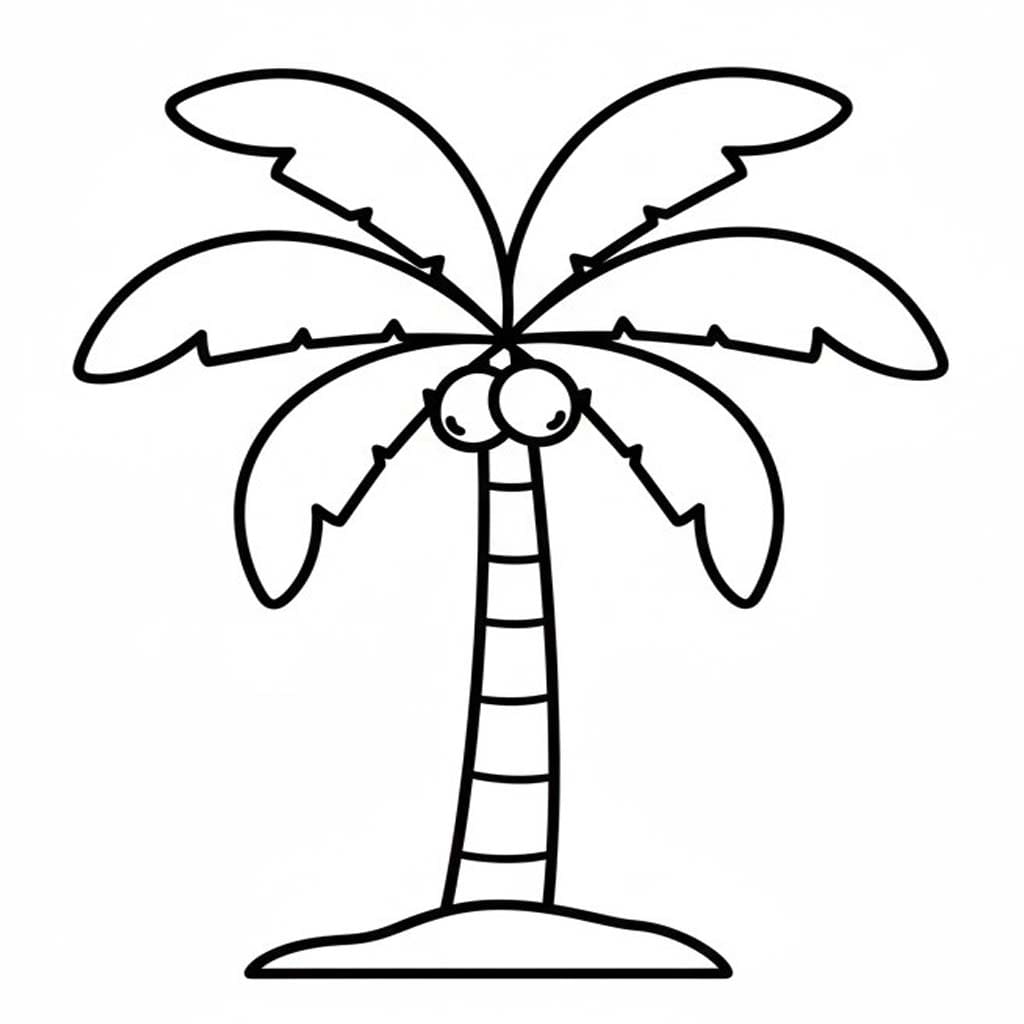 基本的な ヤシの木 描く ぬりえ