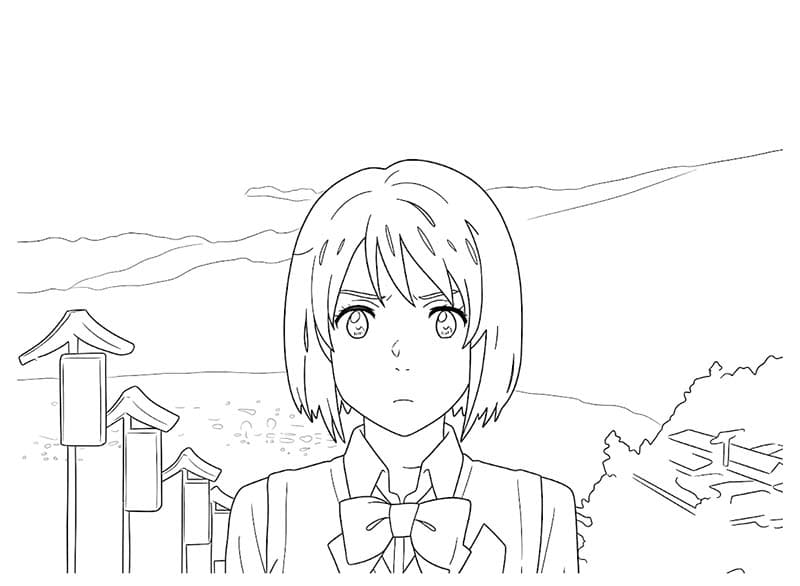 君の名は。単純 ぬりえ