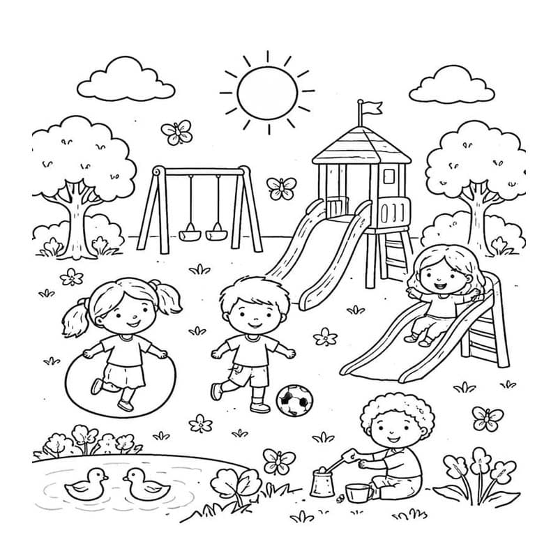 公園 描画 ぬりえ