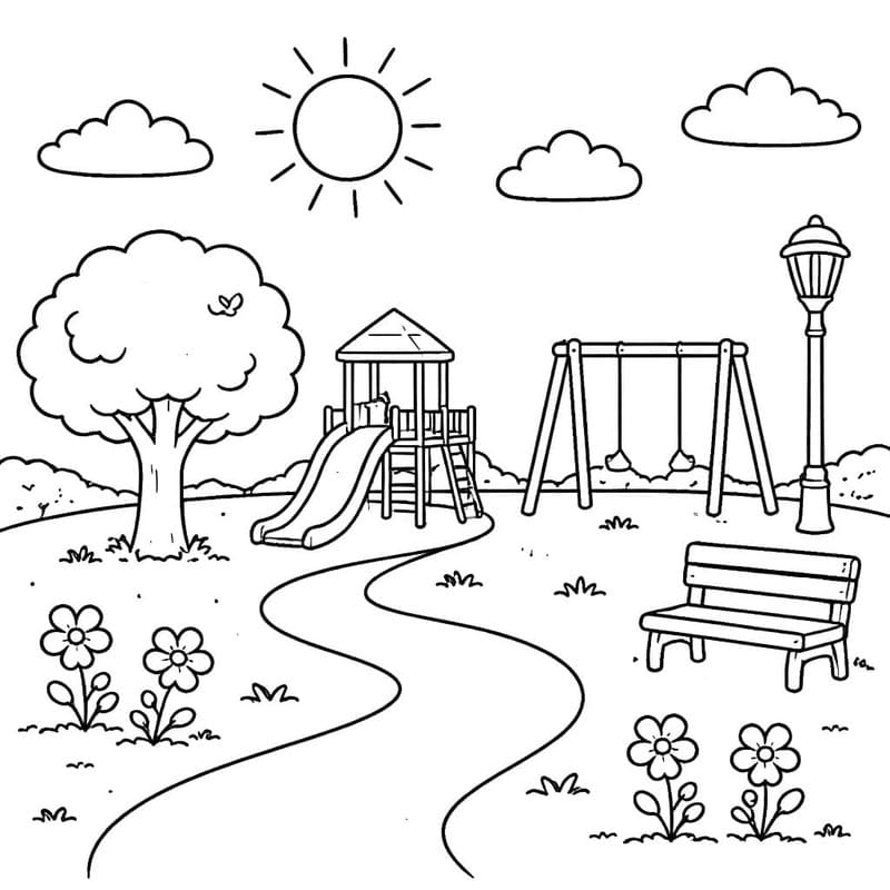 公園 画像 ぬりえ