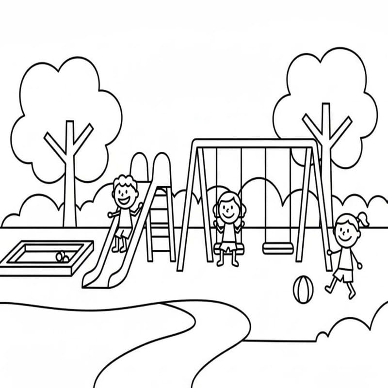 公園 印刷可能 ぬりえ