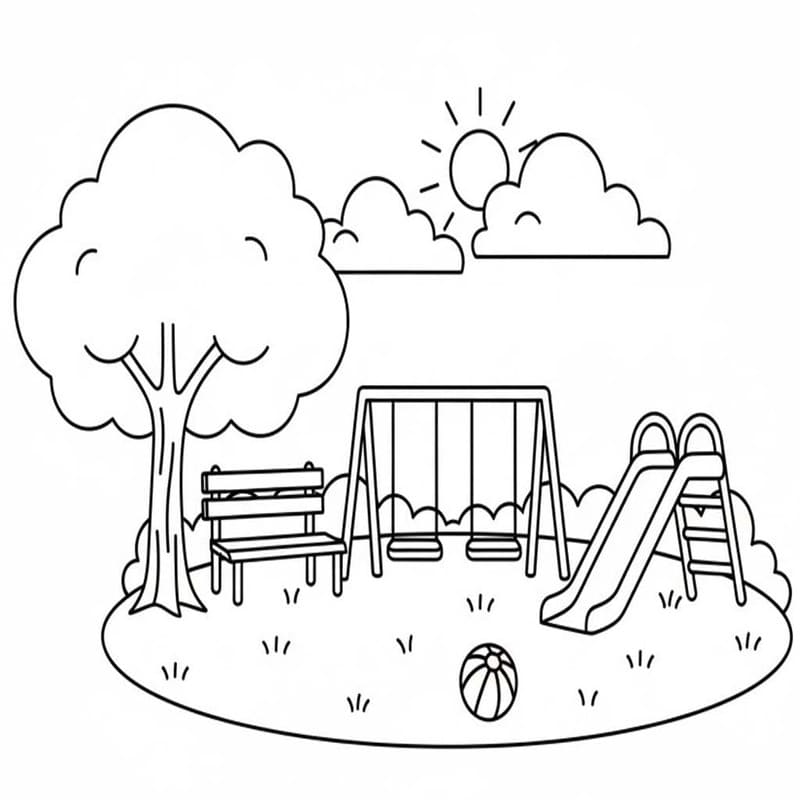 公園 印刷 ぬりえ