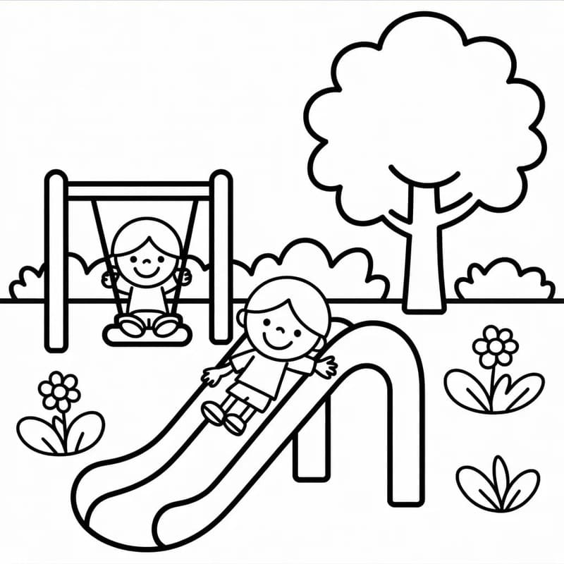 公園 無料で印刷可能 ぬりえ