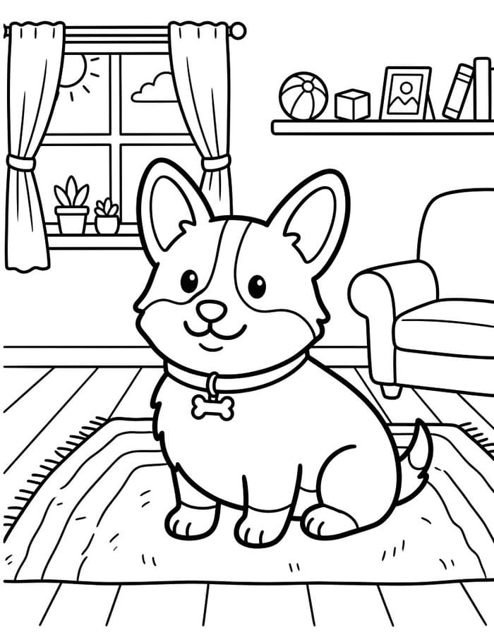 コーギー 画像 ぬりえ