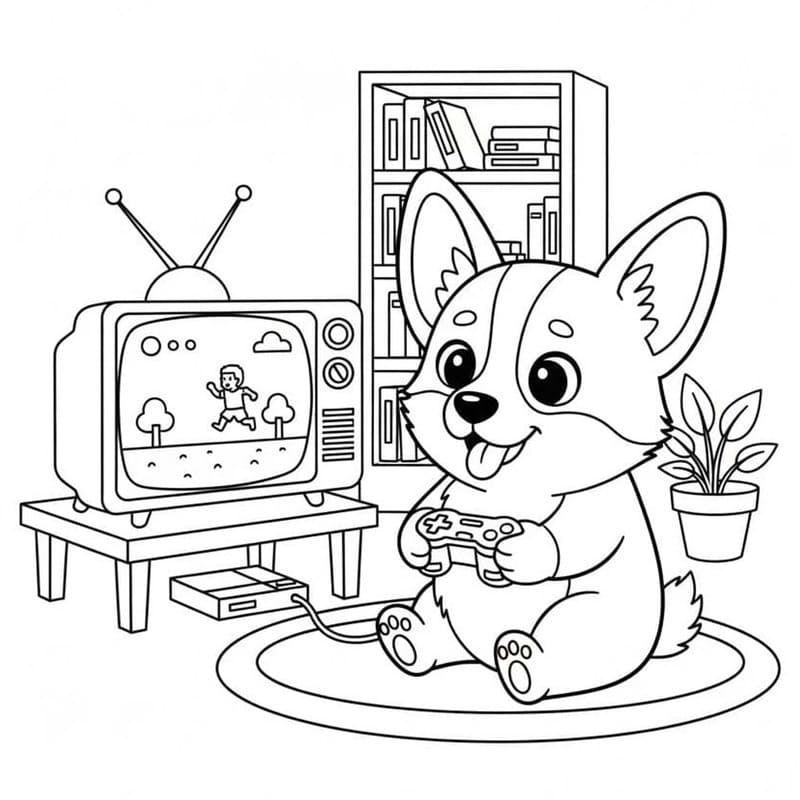 コーギー 印刷 ぬりえ