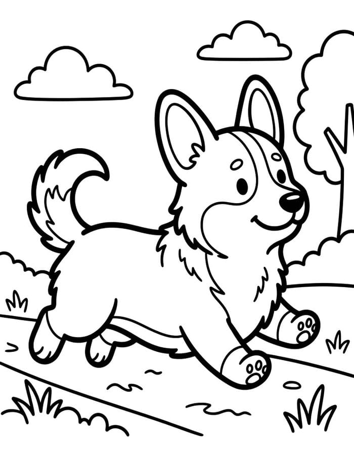 コーギー 描く ぬりえ