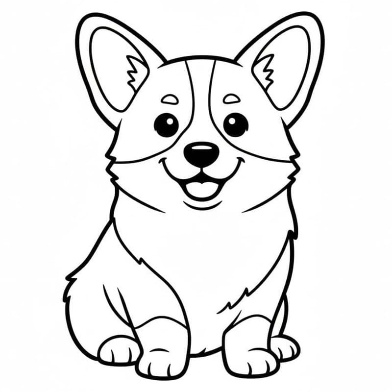 コーギー 無料で ぬりえ