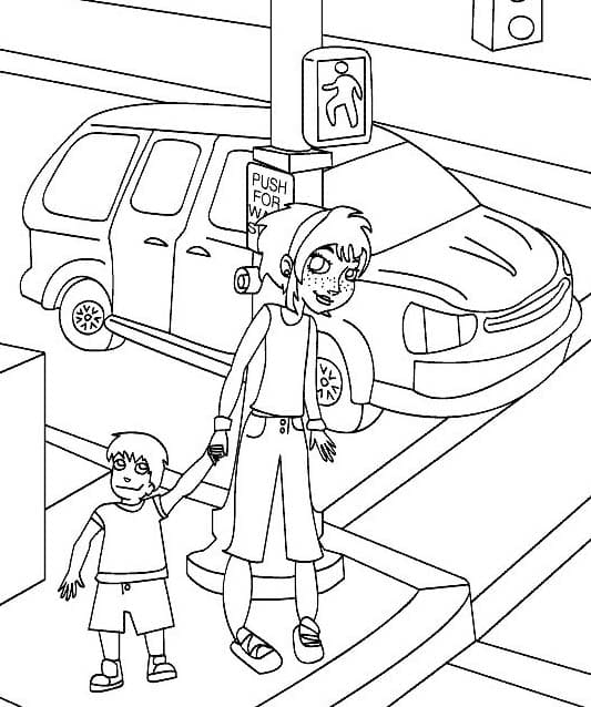 交通 安全 画像の基本 ぬりえ