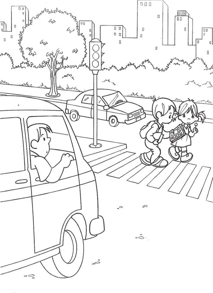 交通 安全 印刷可能な描画 ぬりえ
