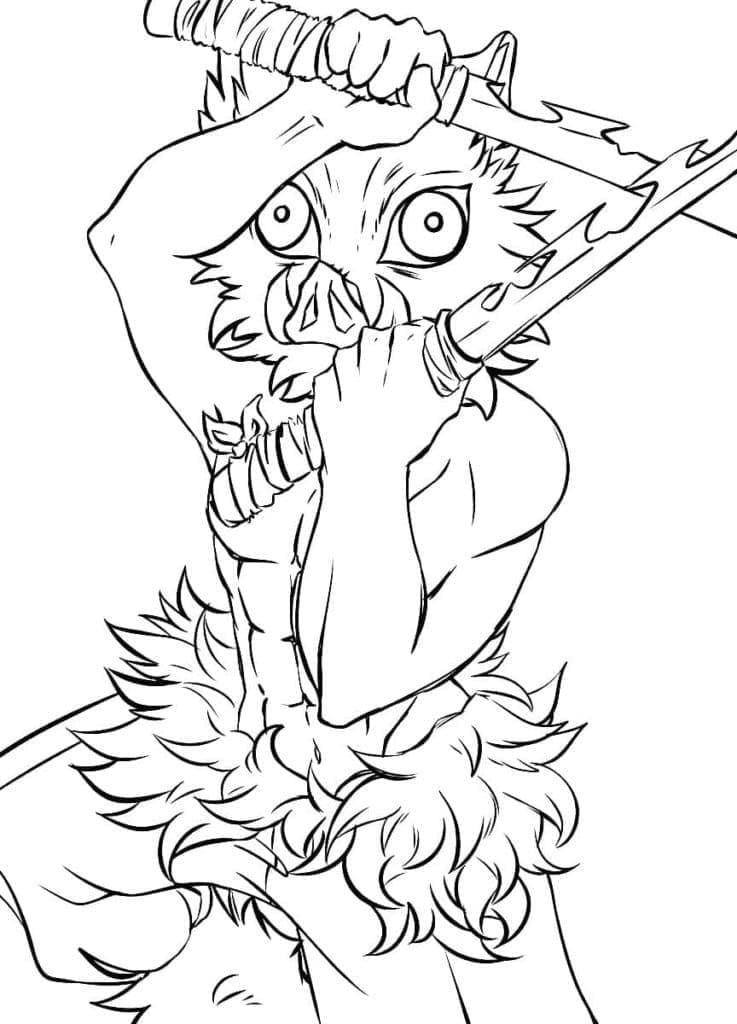 嘴平伊之助 描く簡単 ぬりえ