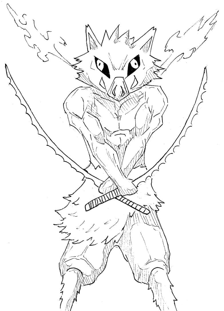 嘴平伊之助 描く単純 ぬりえ