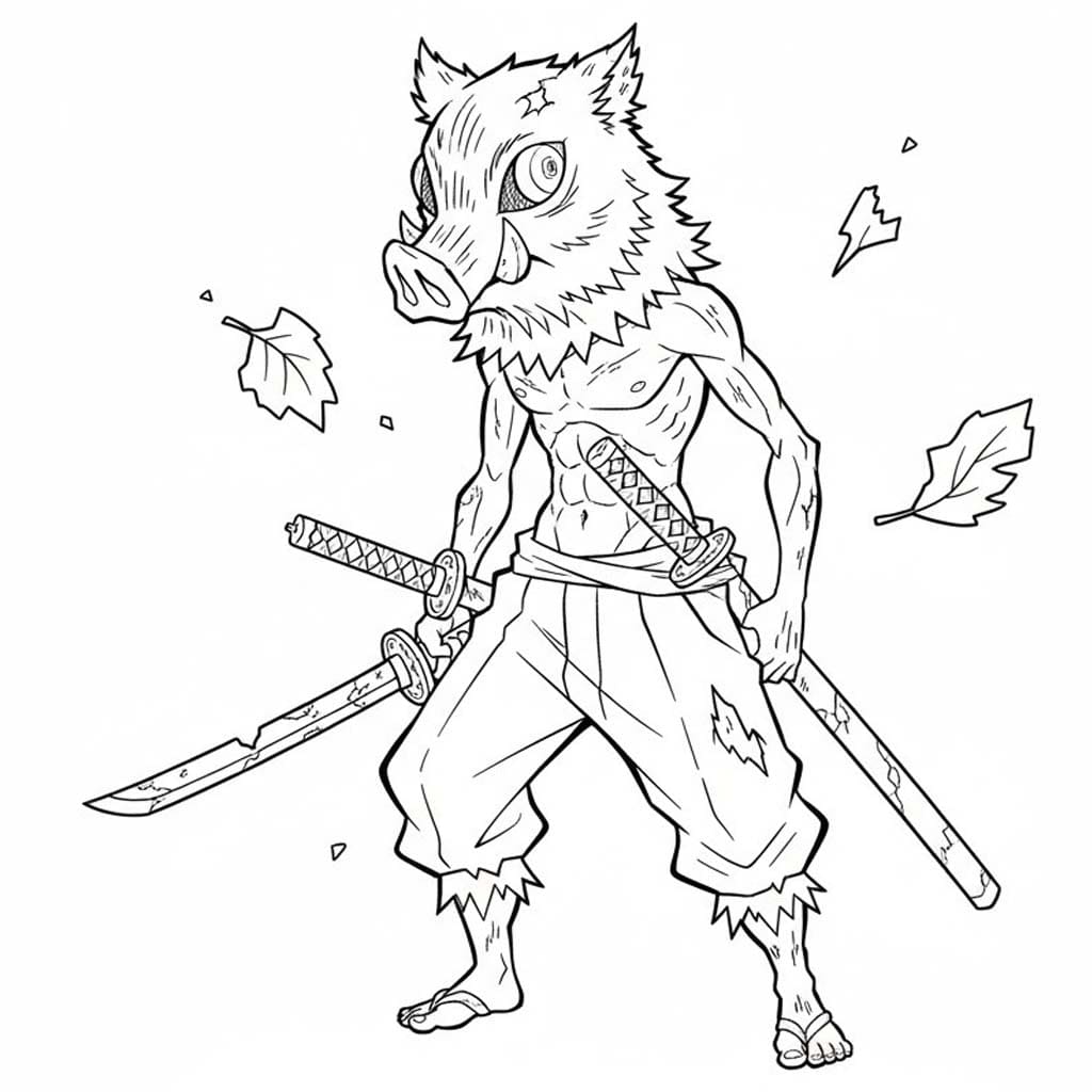 嘴平伊之助 簡単 ぬりえ