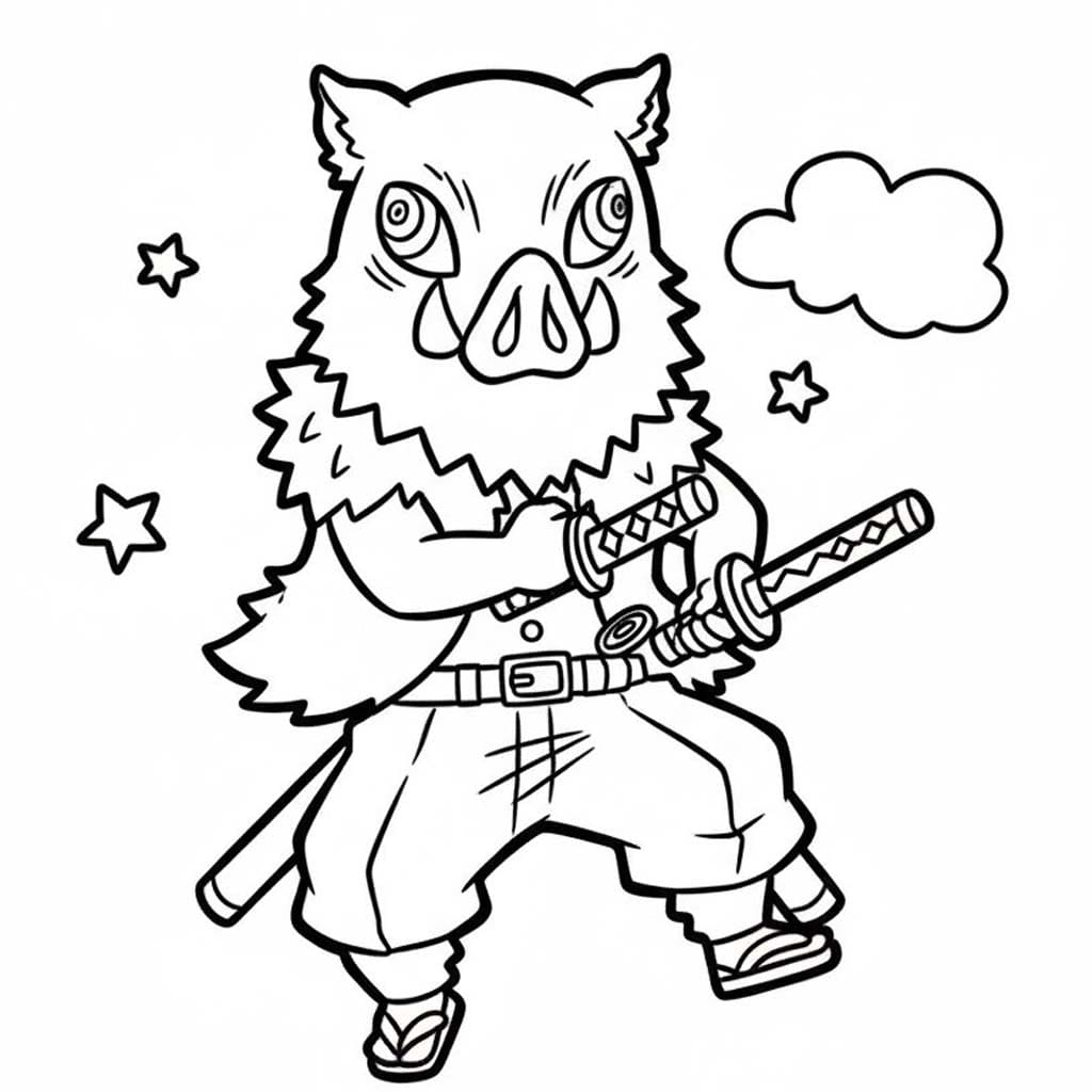 嘴平伊之助 基本的な ぬりえ