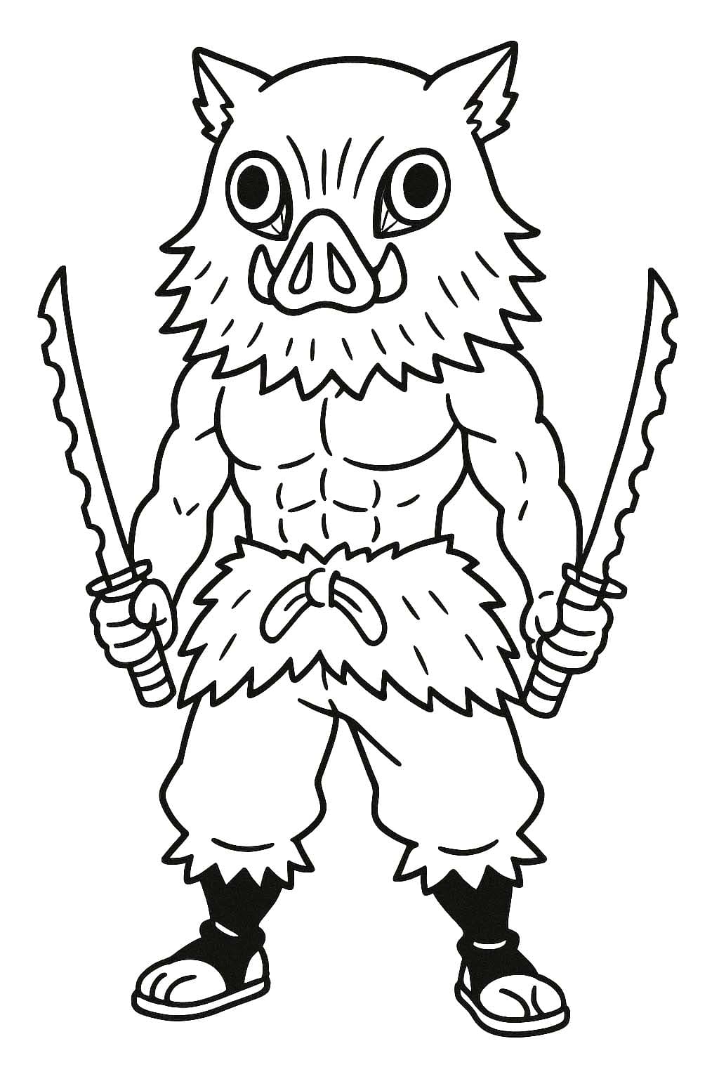 嘴平伊之助 無料で印刷可能 ぬりえ