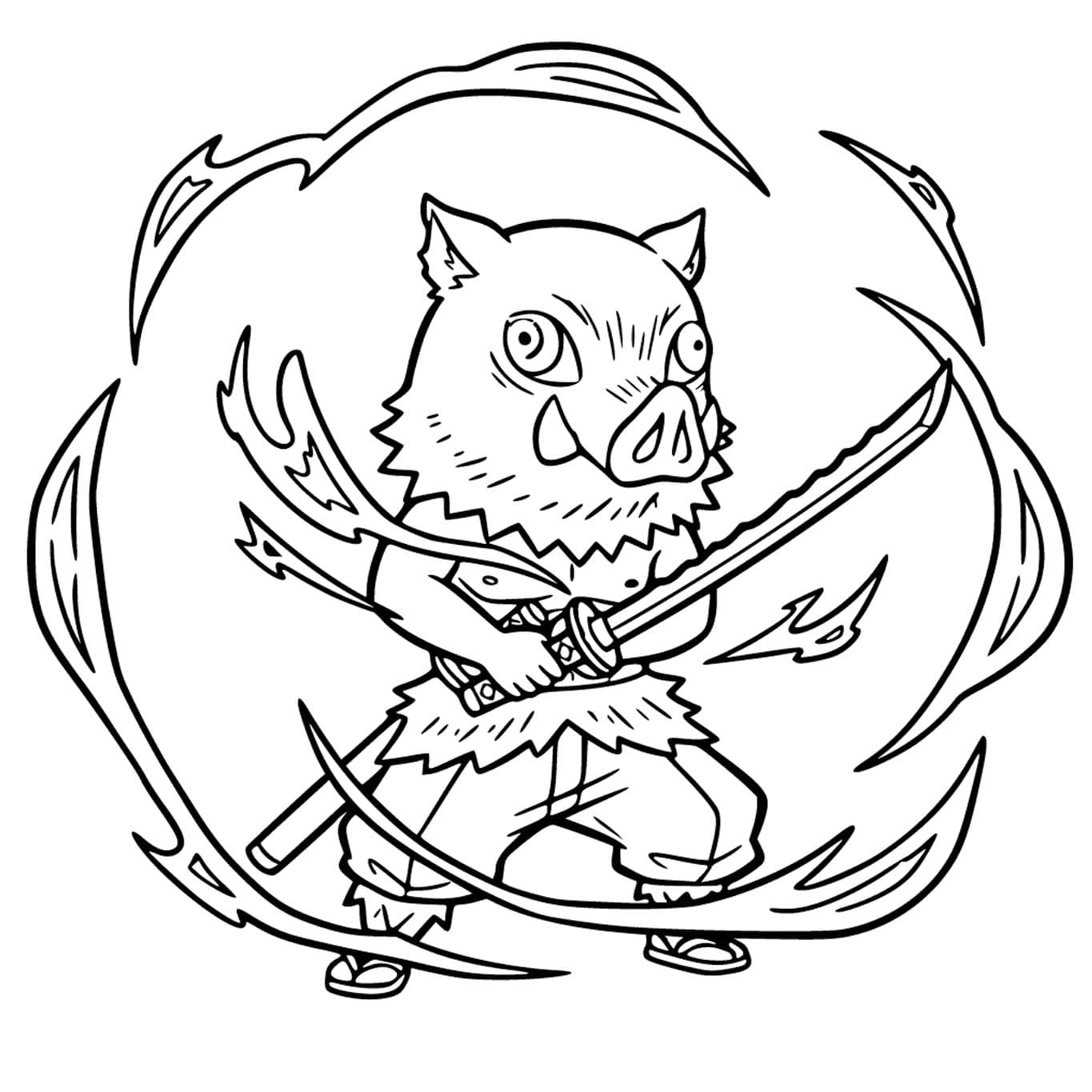 嘴平伊之助 単純 ぬりえ