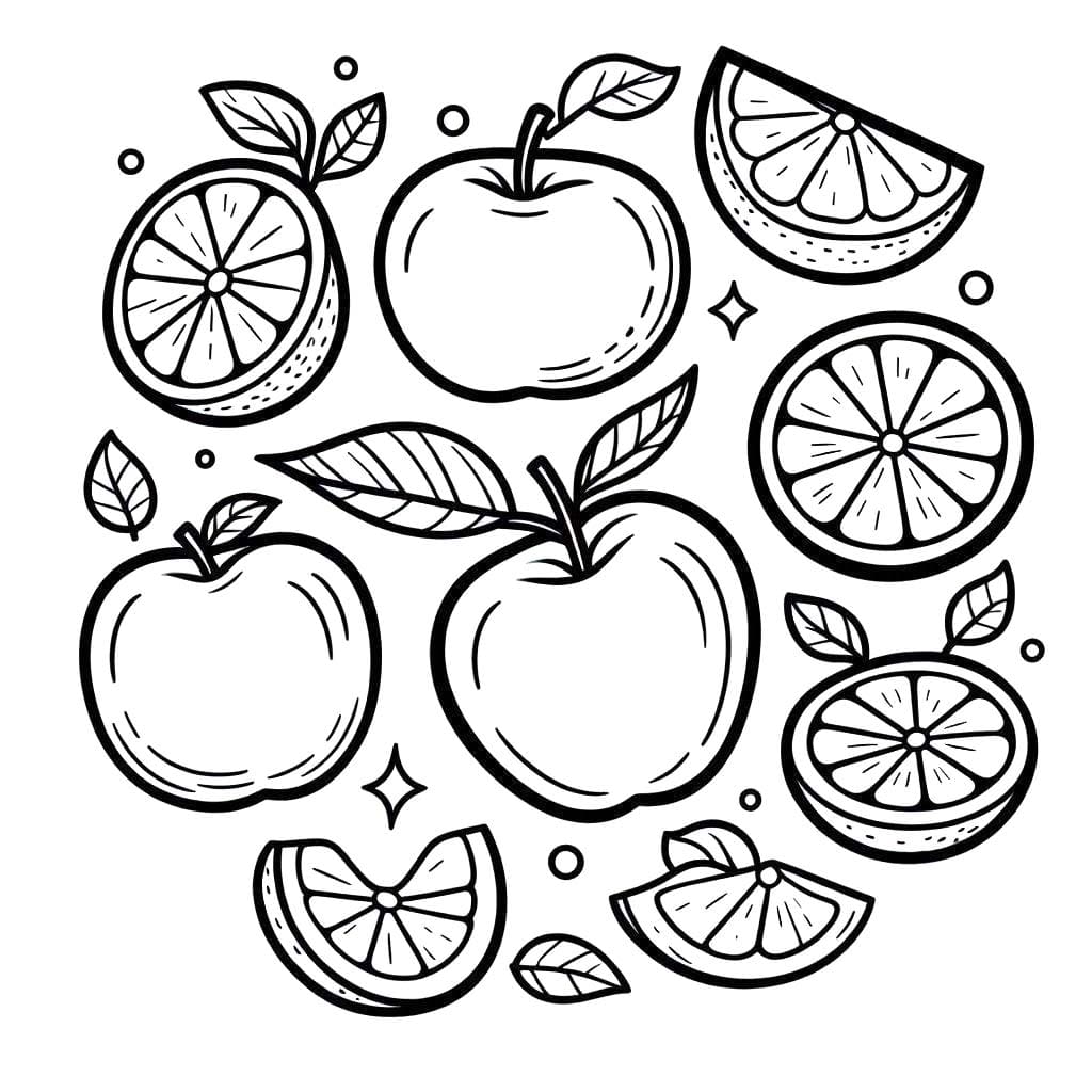 果物 描く1 ぬりえ