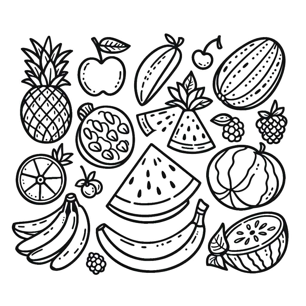 果物 描く4 ぬりえ