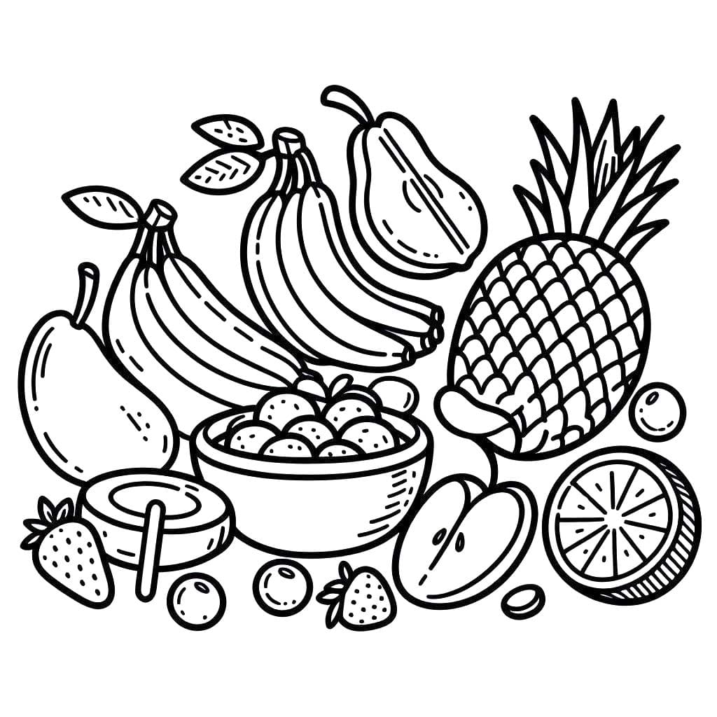 果物 描く7 ぬりえ