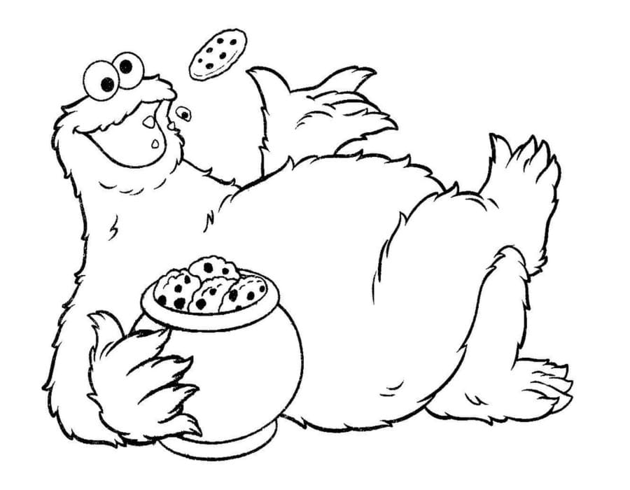 クッキーモンスター 描く ぬりえ