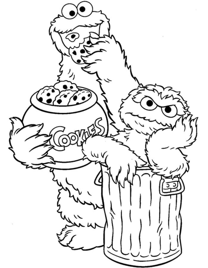 クッキーモンスター 無料で印刷可能 ぬりえ