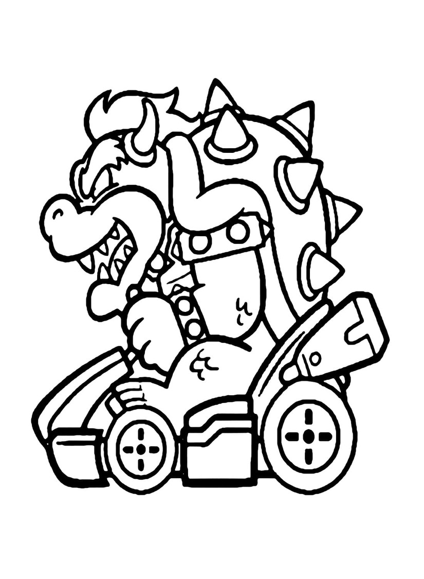 クッパ  車を運転する ぬりえ