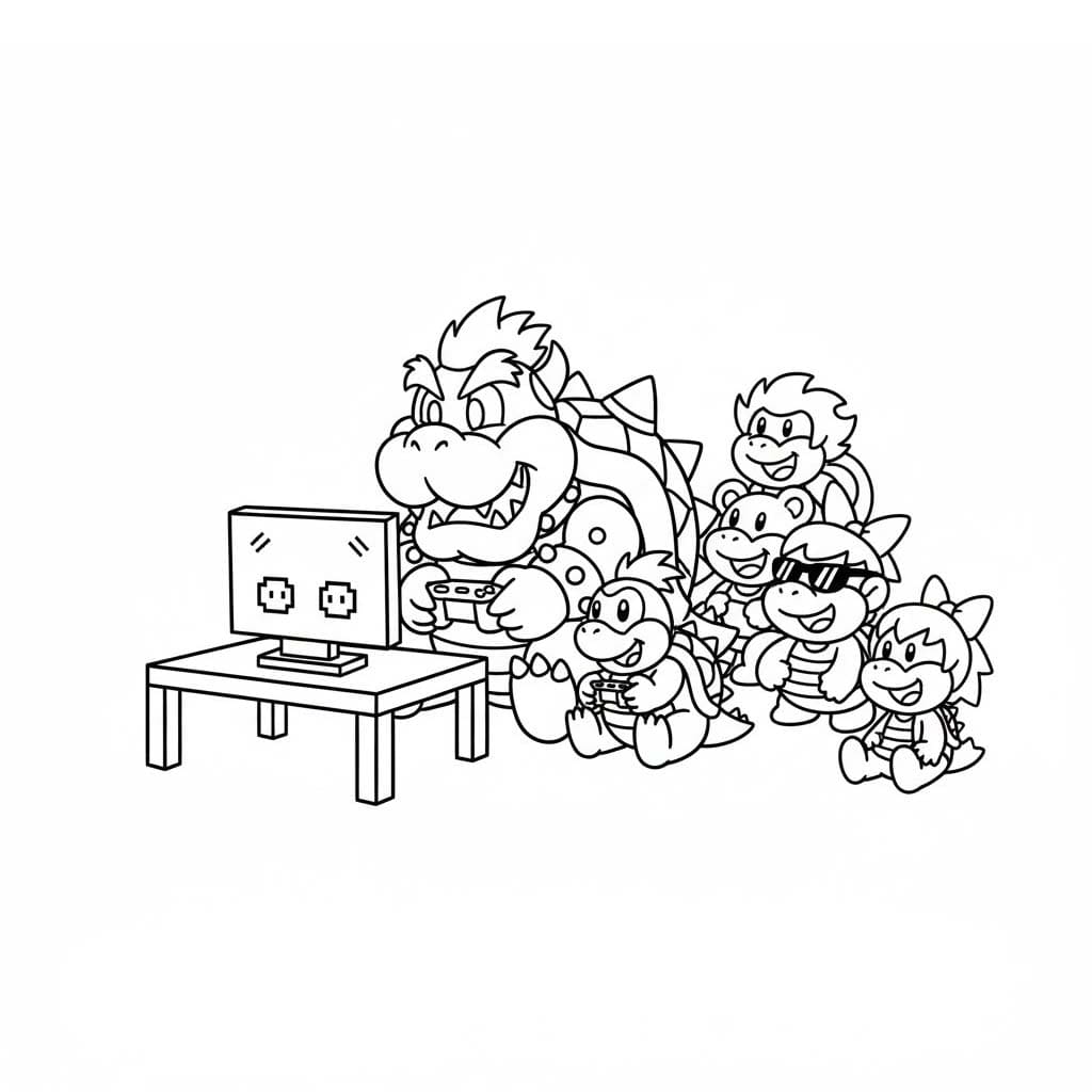 クッパファミリー ゲームをプレイする ぬりえ
