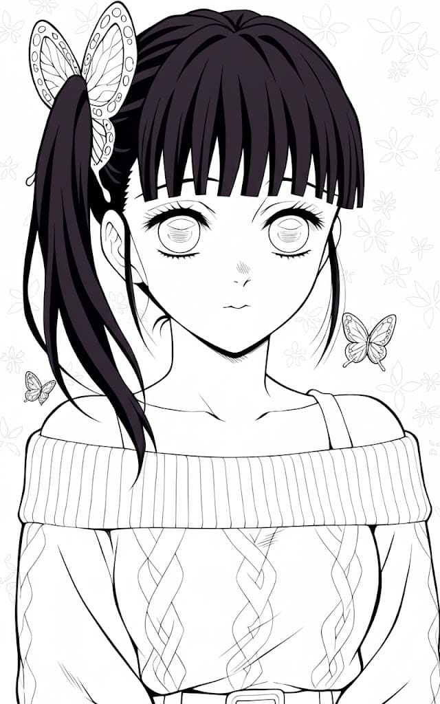 栗花落カナヲ 2 ぬりえ