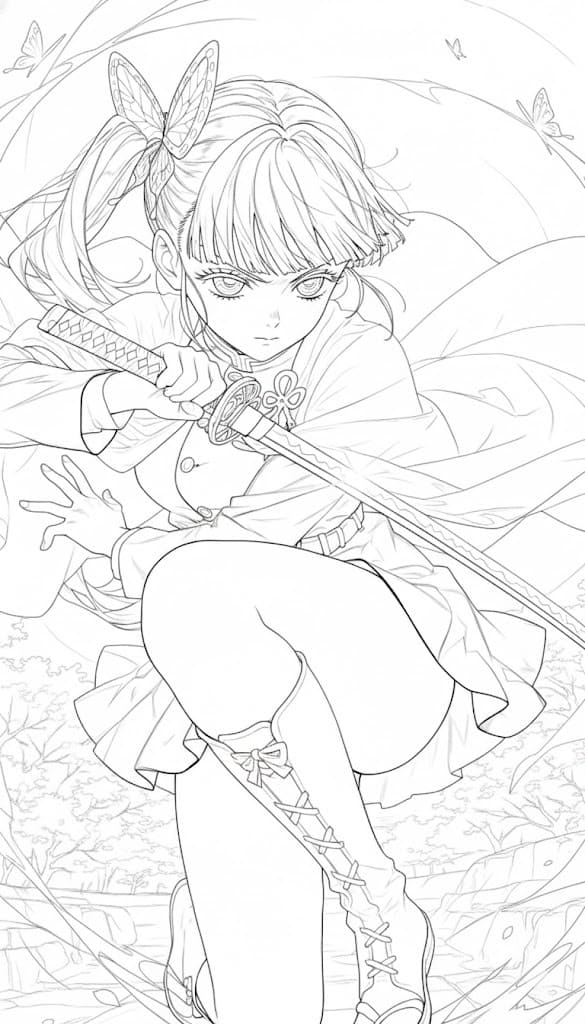 栗花落カナヲ 無料で ぬりえ