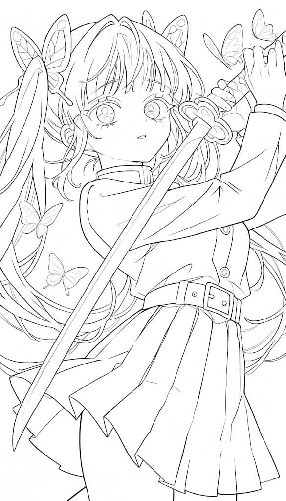 栗花落カナヲ 無料 ぬりえ