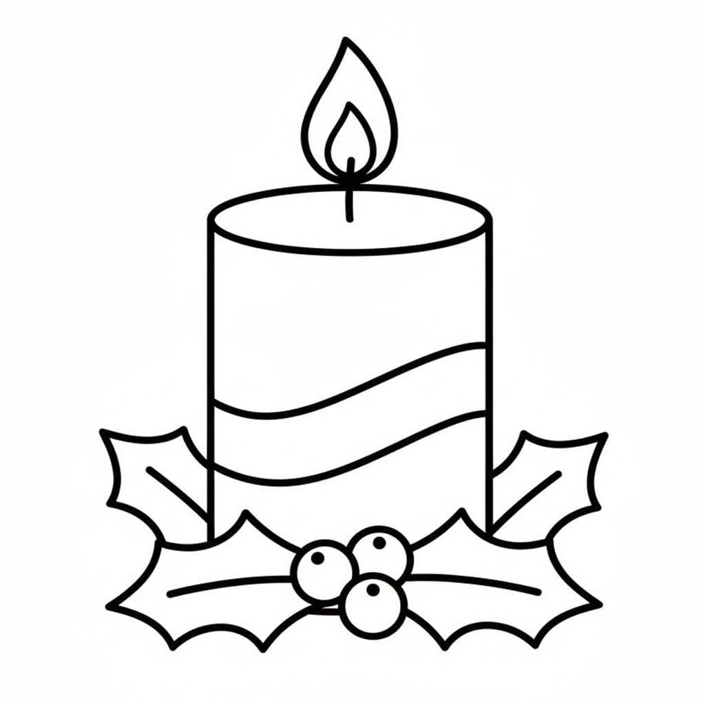 クリスマスキャンドル 5 ぬりえ