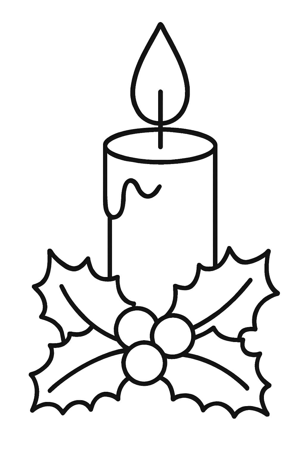 クリスマスキャンドル 印刷可能 ぬりえ